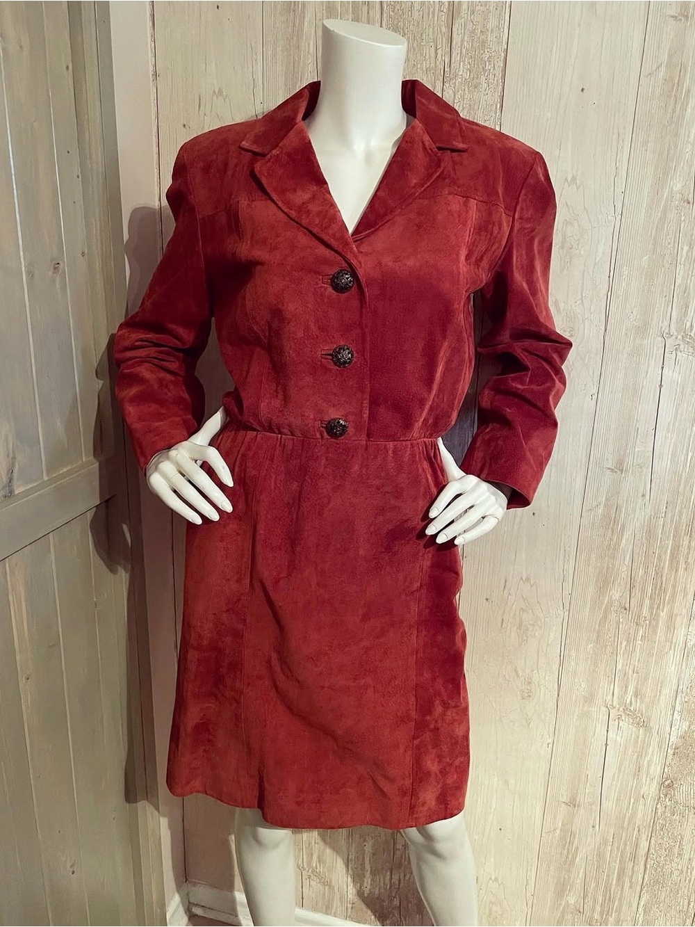 Women’s Suede Button-Front Dress in Rust